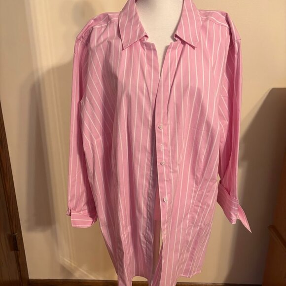 NWT CROFT & BARROW Pink/White Blouse with Buttons (Cotton/Spandex) - 3x - Picture 10 of 15